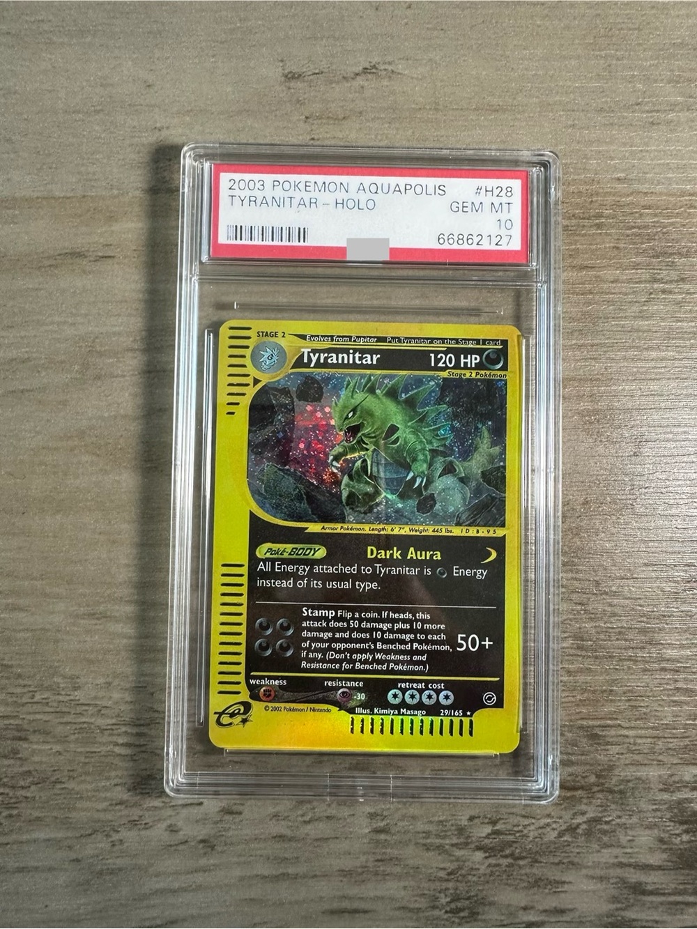 Tyranitar Holo Gem Mint 10 2003 #H28 Pokemon Novelty Card. Aquapolis.